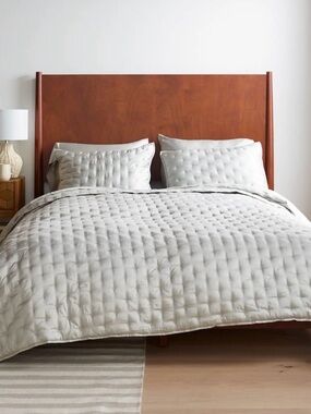 Quince Quilted Comforter Set - Light Gray